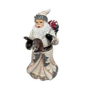 Bejeweled ST. NICHOLAS White Santa Trinket Box‎ - Missing Trinket Necklace